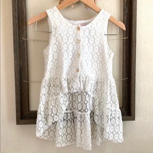White lace hi-low top